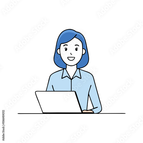 IT Officer Working on Laptop Vector Art.