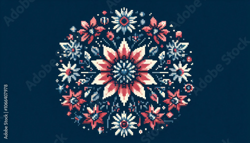 decoration of flowers. pixel art.