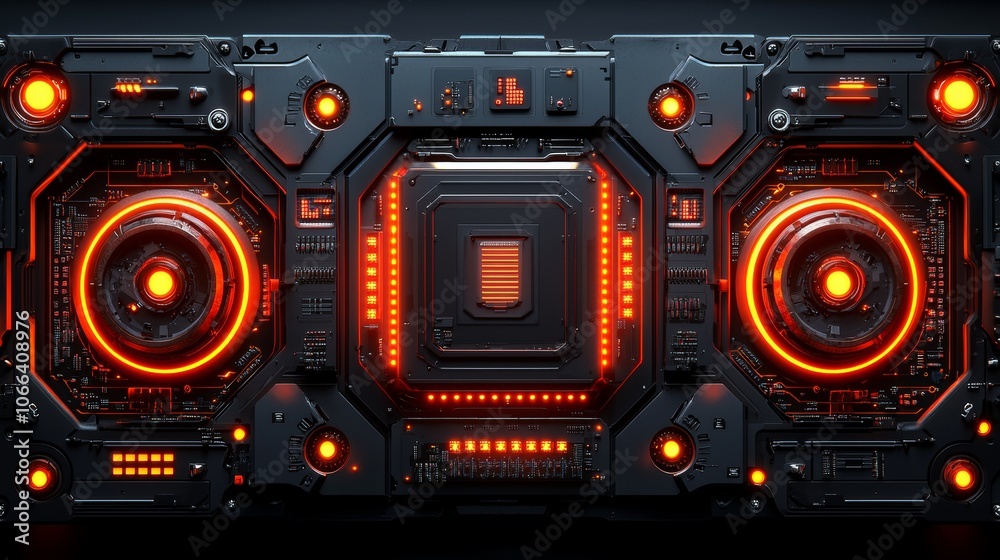 Fototapeta premium Futuristic Robotic Machinery with Bright Lights