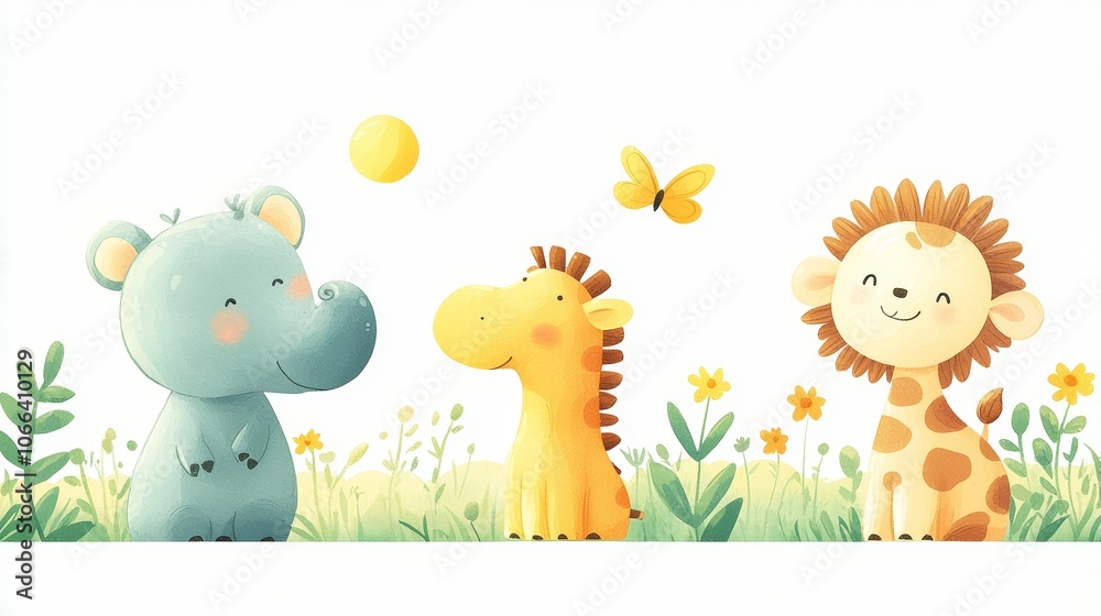 Obraz premium Playful Kids Characters in a Bright Colorful Background