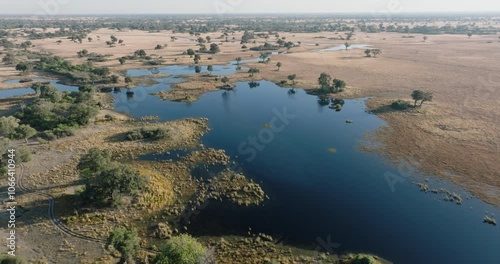 Wallpaper Mural Aerial fly over view of the beautiful waterways and lagoons of the Okavango Delta  Torontodigital.ca