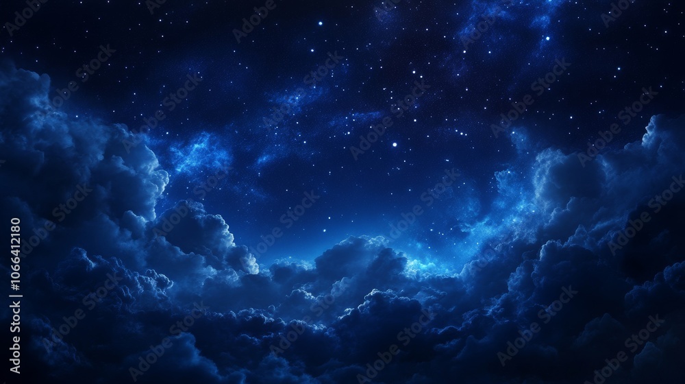 A serene night sky filled with stars and cloud, evoking a sense of wonder and tranquility. A serene night sky filled with stars and cloud, evoking a sense of wonder and tranquility.