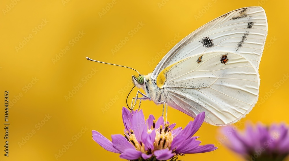 Obraz premium Butterfly gently lands on vibrant flower to savor nature’s beauty in a stunning outdoor scene