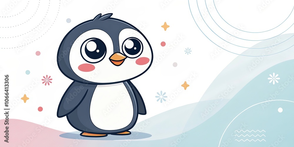 Obraz premium minimalist cute cartoon funny penguin background