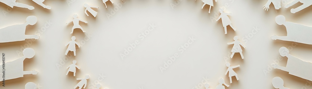 Family Unity Paper Cutouts Circle Neutral Background Space for Copy - Ideal for Ads on Family Support Connection Themes - Clean Design, Emphasizing Family Bonding and Togetherness in Stock Photo Conce Family Unity Paper Cutouts Circle Neutral Background Space for Copy - Ideal for Ads on Family Support Connection Themes - Clean Design, Emphasizing Family Bonding and Togetherness in Stock Photo Conce