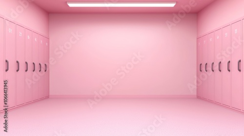 Bright and Soft-toned Gym Locker Room Interior