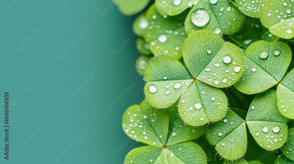 Explore the beauty of dew-kissed clover leaves in nature's green oasis Explore the beauty of dew-kissed clover leaves in nature's green oasis