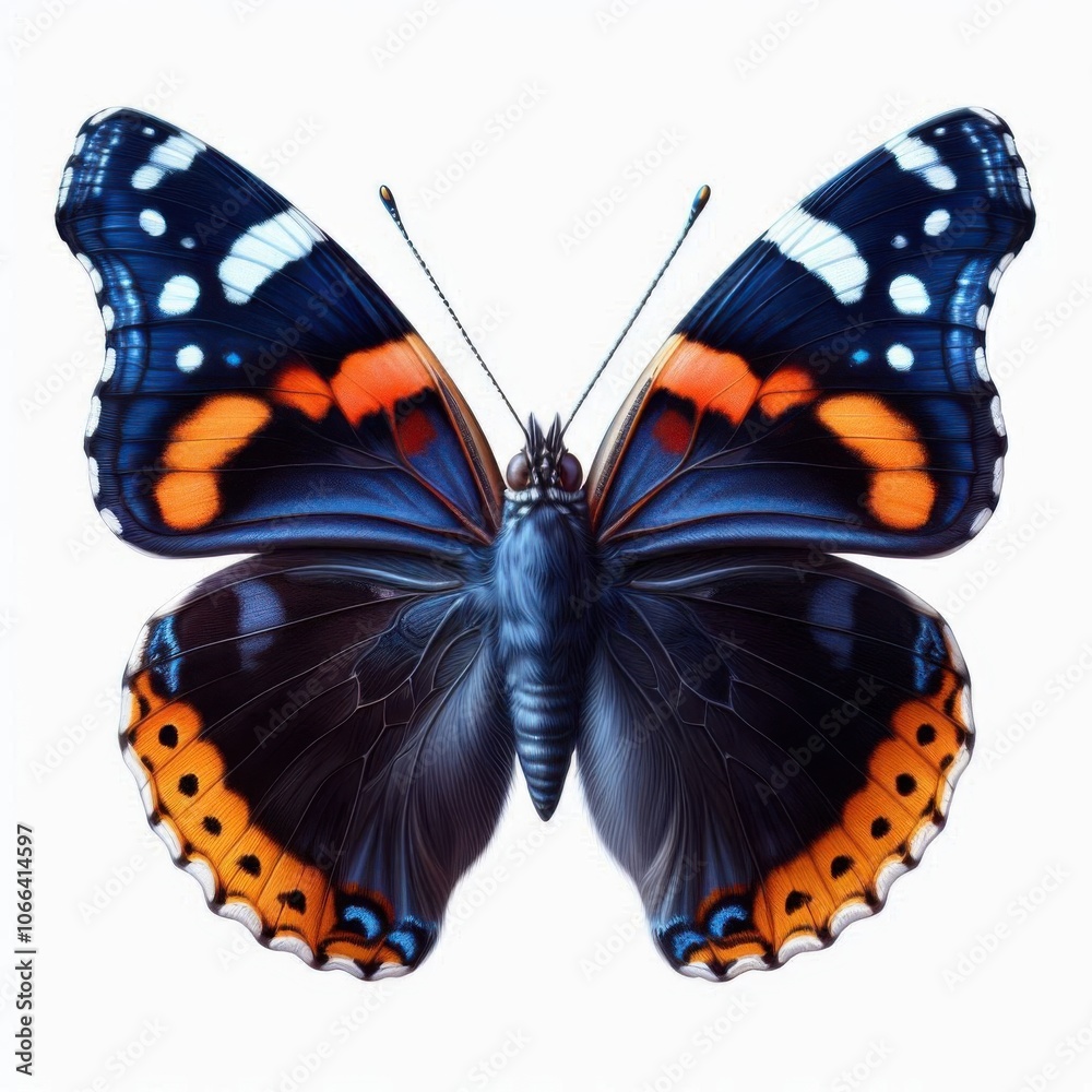 Naklejka premium Admiral Butterfly, isolated on a white background 1