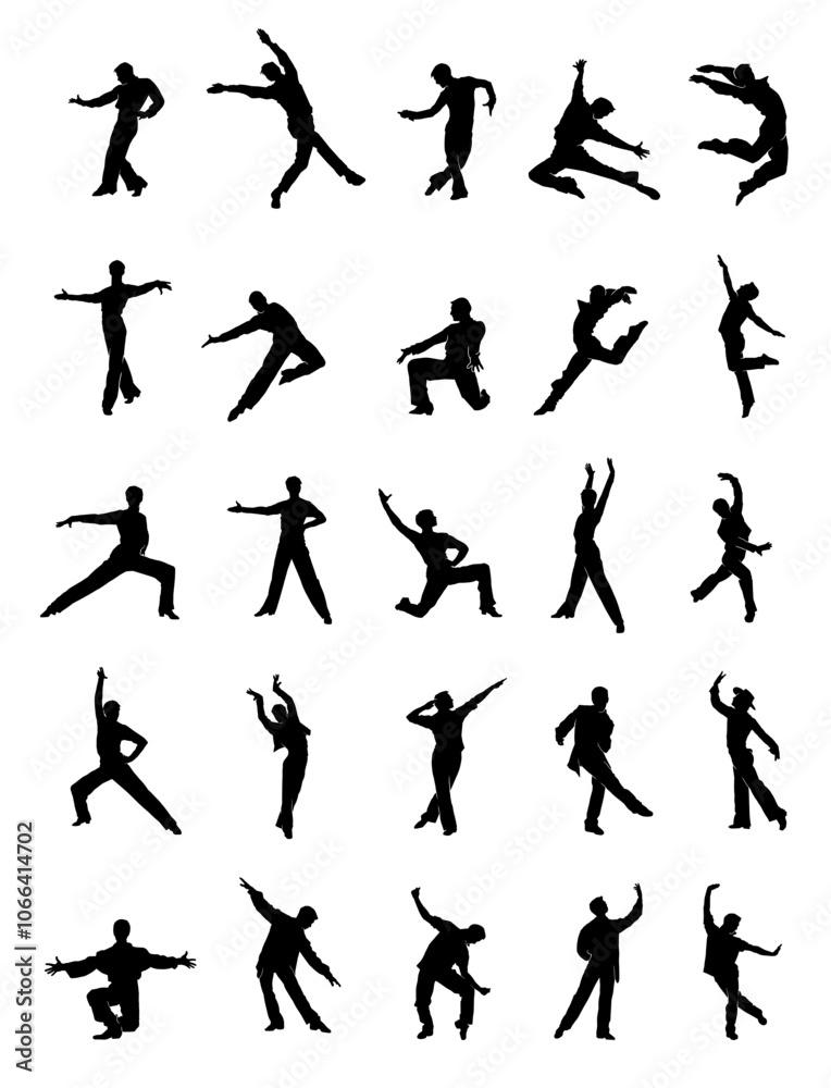 Collection of Dynamic Dance Silhouettes in Motion Collection of Dynamic Dance Silhouettes in Motion