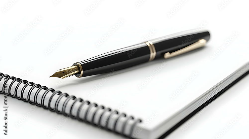 3D Glossy Pen Notepad Desk Background, Remote Work Stationery Concept, Ample Copy Space, Modern Comfort, Traditional Workspace Aesthetic, Isolated Icon Design on White Background 3D Glossy Pen Notepad Desk Background, Remote Work Stationery Concept, Ample Copy Space, Modern Comfort, Traditional Workspace Aesthetic, Isolated Icon Design on White Background