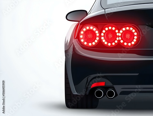 Flat Glossy Car Brake Light Close-Up Plain Background Copy Space Safety Excitement Driving Vector Illustration Smart Business Tone Suitable for Advertisements Banners