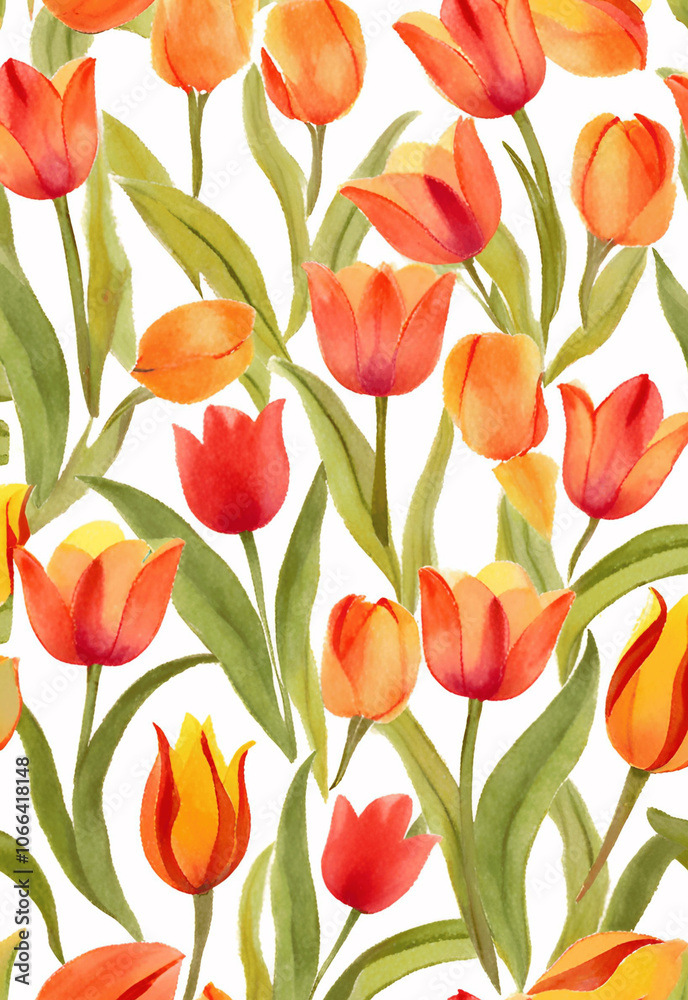 Obraz premium Seamless Tulip Wallpaper with Pastel Background