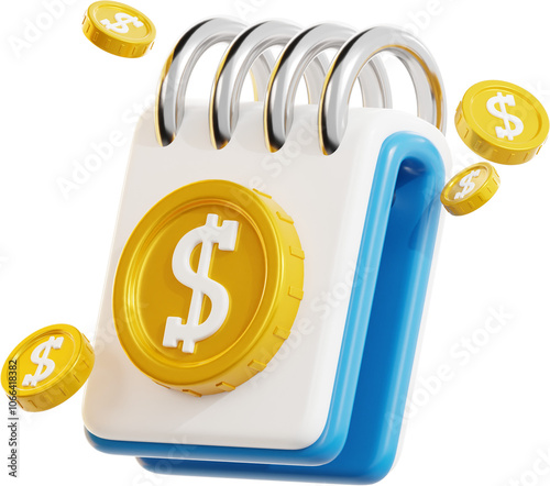 Financial Security with Dollar Padlock and Coins 3D Illustration