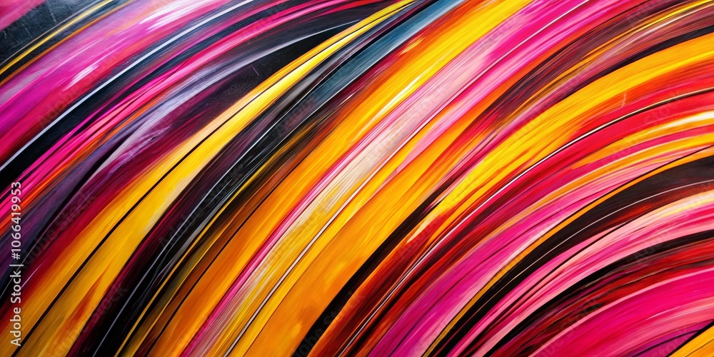 An Abstract Symphony of Curved Lines in Vivid Hues of Pink, Yellow, and Black An Abstract Symphony of Curved Lines in Vivid Hues of Pink, Yellow, and Black