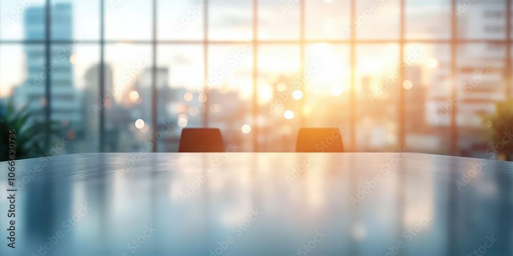Blurred Office Background with Sunset View Blurred Office Background with Sunset View