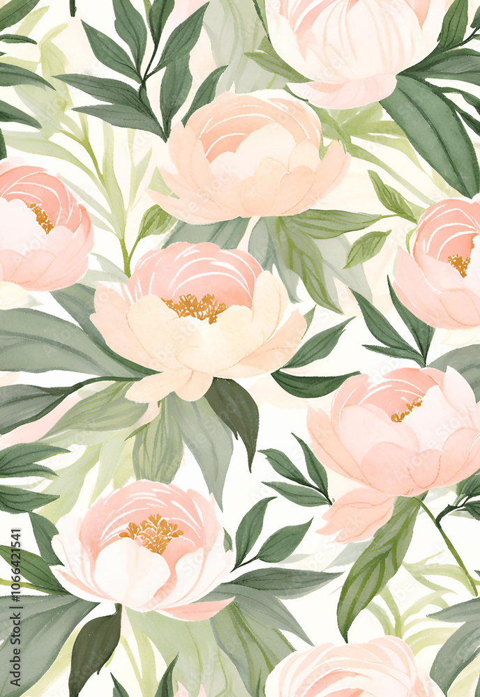 Pastel Background Peony Floral Pattern Pastel Background Peony Floral Pattern