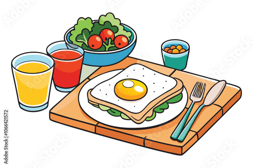 3 dat the breakfast table a plate filled with white background