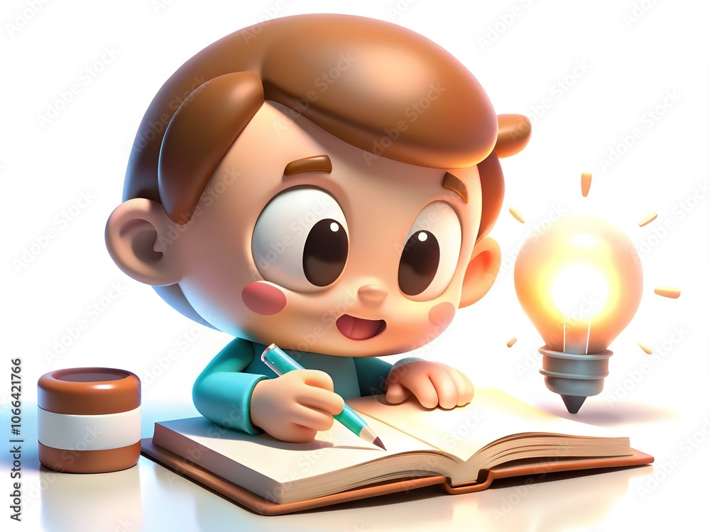Individual Lightbulb Moment Writing Journal Candid Shot Inspiration Epiphany Theme Copy Space Concept Perfect for Ads Magazine Covers Ample Text Area Photography Stock Imagery