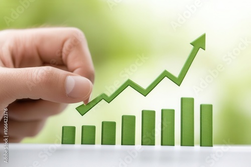 Financial consultant explaining upward trend chart, focus on ROI, success, and profit