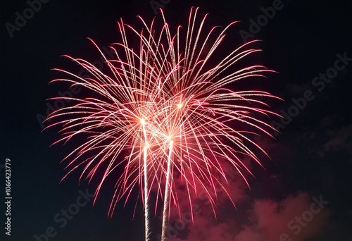 Spectacular fireworks light up the night sky in Canada as the nation celebrates Canada Day with joy and pride photo