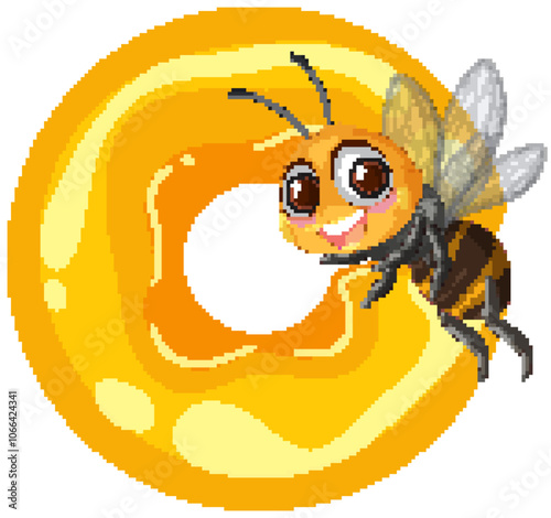 Cheerful Bee with Honey Donut