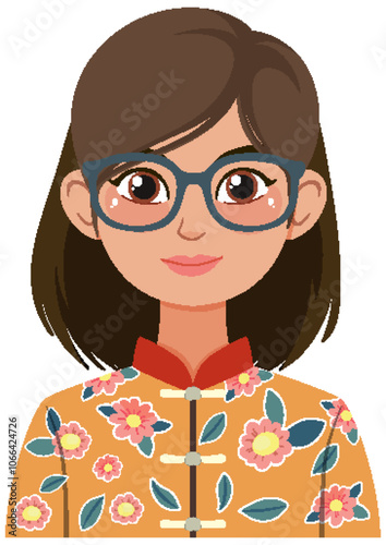 Woman in Floral Traditional Costume