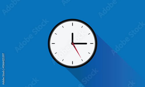 Simple Wall Clock Displaying TIME Against a Blue Background With a Shadow Effect