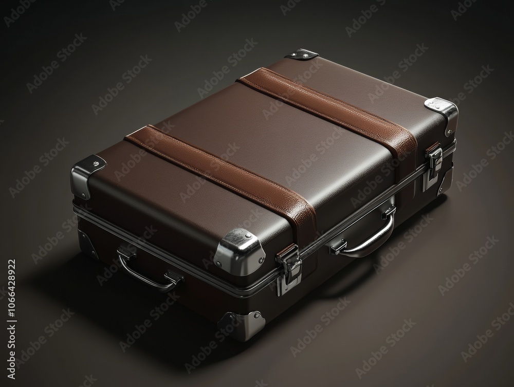 Adventure Awaits: Elegant Brown Leather Suitcase Icon Evoking Travel and Professionalism Adventure Awaits: Elegant Brown Leather Suitcase Icon Evoking Travel and Professionalism