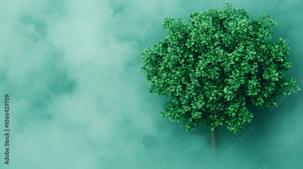 Green Tree Surrounded by Rising Smoke and Clouds Green Tree Surrounded by Rising Smoke and Clouds