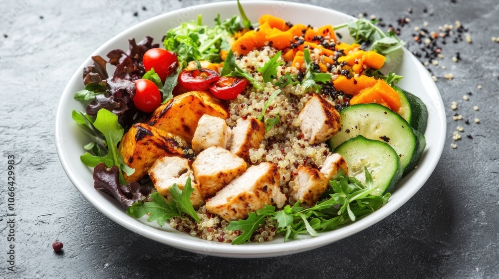 Healthy Chicken Quinoa Bowl with Roasted Vegetables Healthy Chicken Quinoa Bowl with Roasted Vegetables