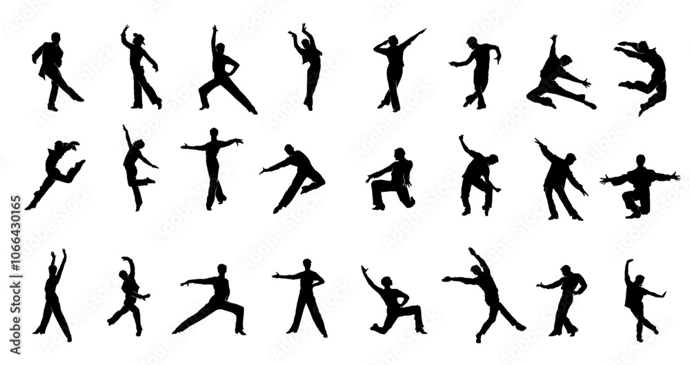 Collection of Dynamic Dance Silhouettes in Motion Collection of Dynamic Dance Silhouettes in Motion