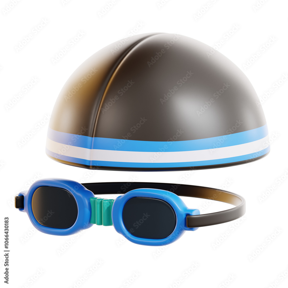 3D Swimming Goggles and Cap Icon for Water Sports, Pool, and Swimming Gear Illustration 3D Swimming Goggles and Cap Icon for Water Sports, Pool, and Swimming Gear Illustration