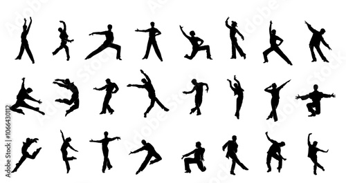 Collection of Dynamic Dance Silhouettes in Motion