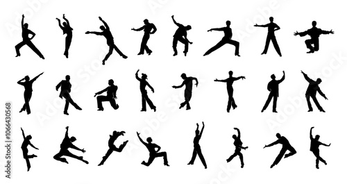 Collection of Dynamic Dance Silhouettes in Motion