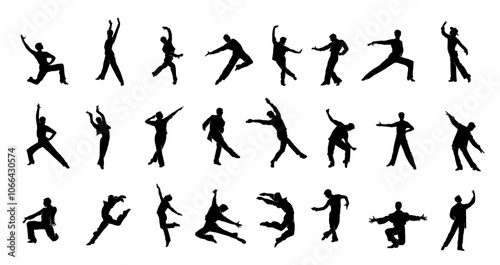 Collection of Dynamic Dance Silhouettes in Motion