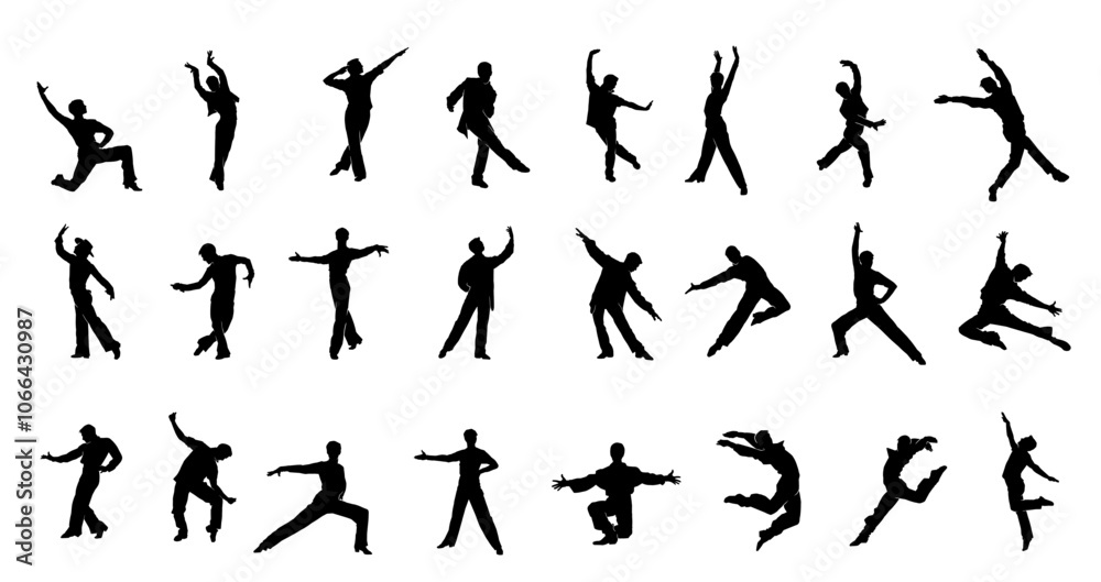Collection of Dynamic Dance Silhouettes in Motion Collection of Dynamic Dance Silhouettes in Motion
