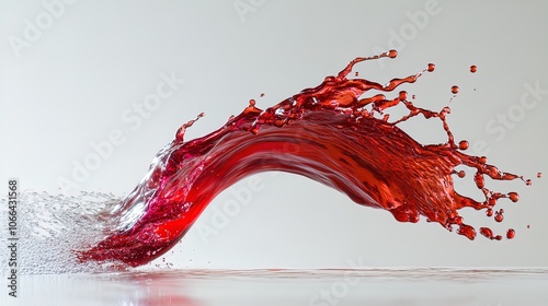 Dynamic Ruby Red Liquid Jet: Perfect Sports Poster for Energetic Interiors, Capturing Motion and Elegance with Captivating Droplet Effects!