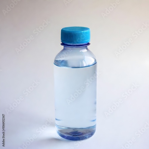 reusable plastic water bottle with a blue cap