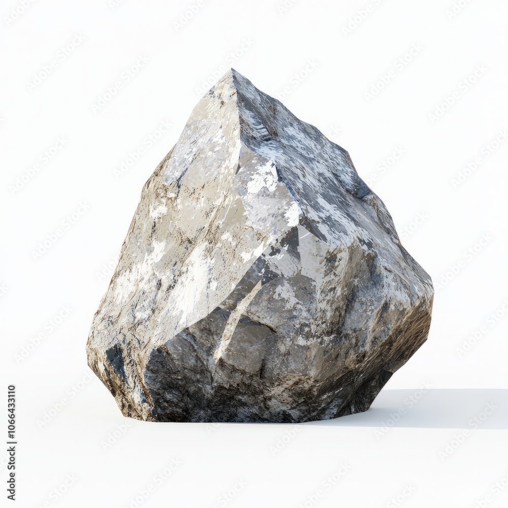 Low Poly 3D Render of a raw diamond, on isolated white background Low Poly 3D Render of a raw diamond, on isolated white background