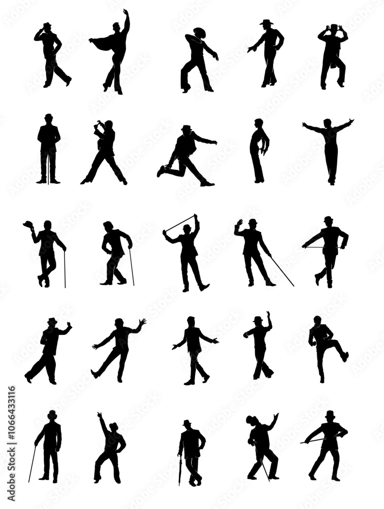 Collection of Dynamic Dance Silhouettes in Motion Collection of Dynamic Dance Silhouettes in Motion