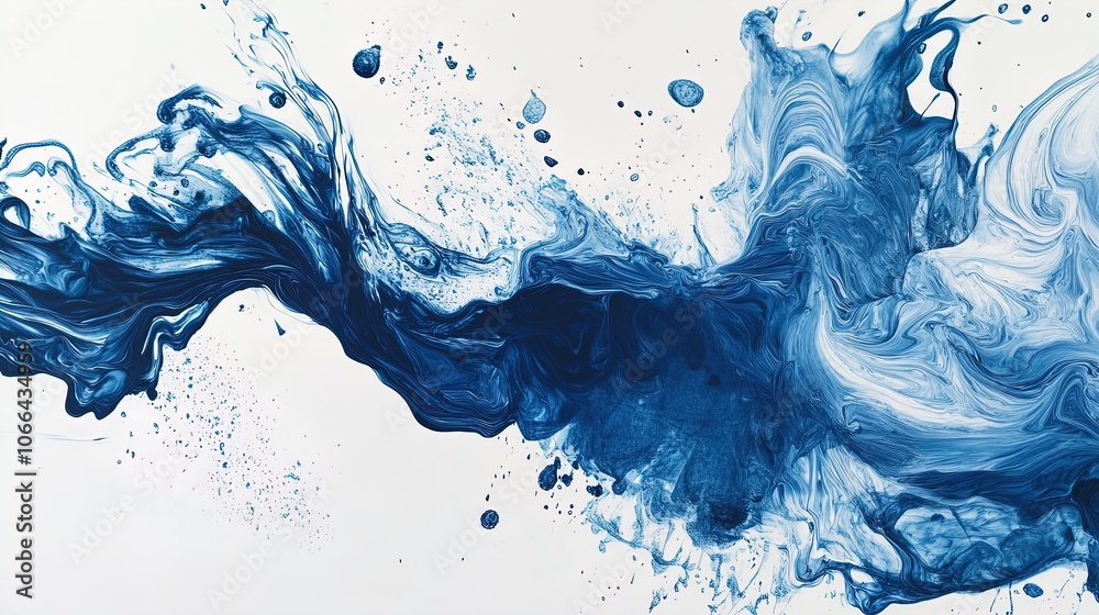 Dynamic Blue Ink Swirls: Captivating Artwork for Sporty Interiors – Perfect as a Poster to Add Energy and Style to Your Space!