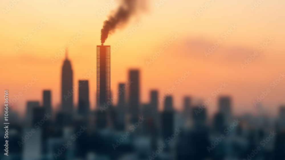 Darkened Cityscape with Smoke and Unique Design Darkened Cityscape with Smoke and Unique Design