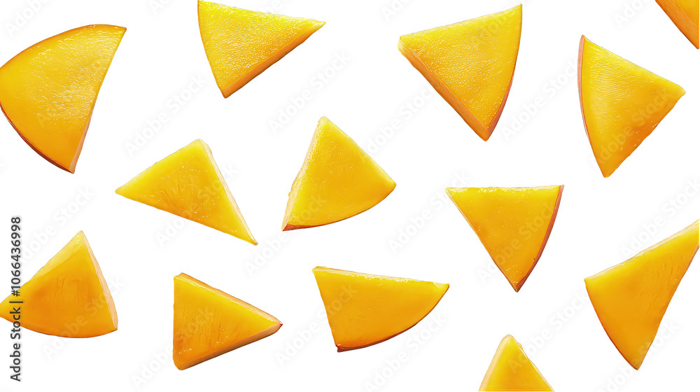 Falling mango fruit and half mango, many angles and view sliced isolated on transparent background Falling mango fruit and half mango, many angles and view sliced isolated on transparent background