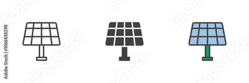 Solar panel different style icon set