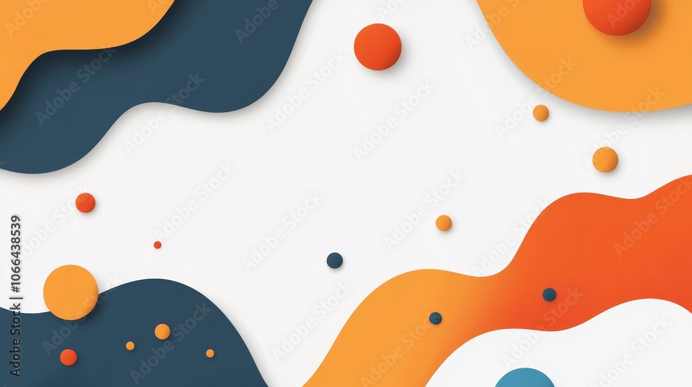 Abstract design featuring colorful shape and circles on a white background, ideal for modern graphics.