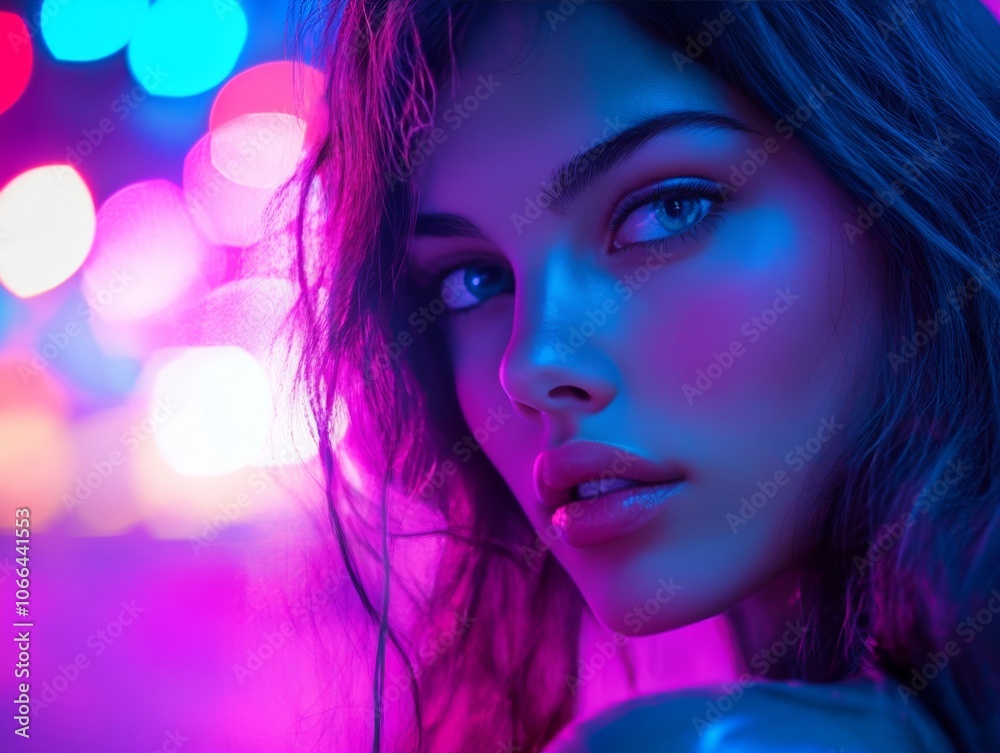 Dynamic Night Vibes: A Futuristic Portrait ofWoman in Neon Emotion and Energy Dynamic Night Vibes: A Futuristic Portrait ofWoman in Neon Emotion and Energy