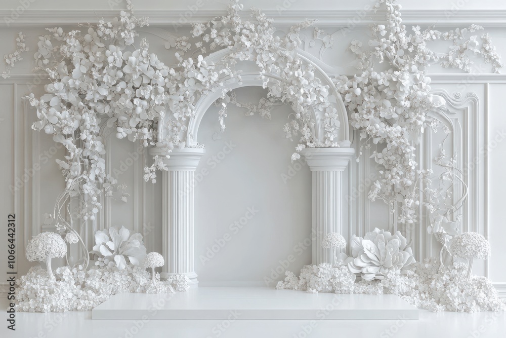 Naklejka premium A three-dimensional illustration in light tones. Classic wedding-inspired background perfect for invitations