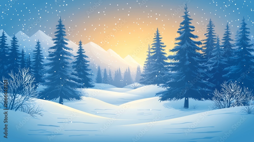 Winter Road Through Snowy Forest Landscape Winter Road Through Snowy Forest Landscape