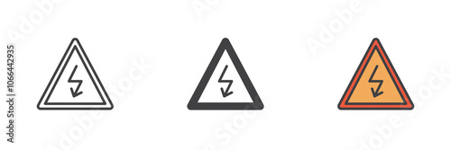 High voltage sign different style icon set