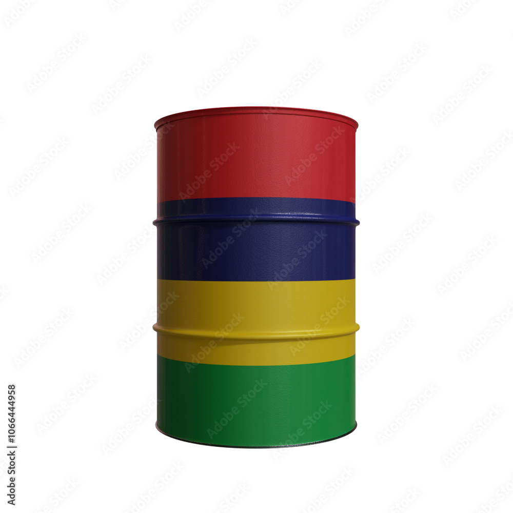 Oil Barrel With The Flag Of Mauritius Oil Barrel With The Flag Of Mauritius